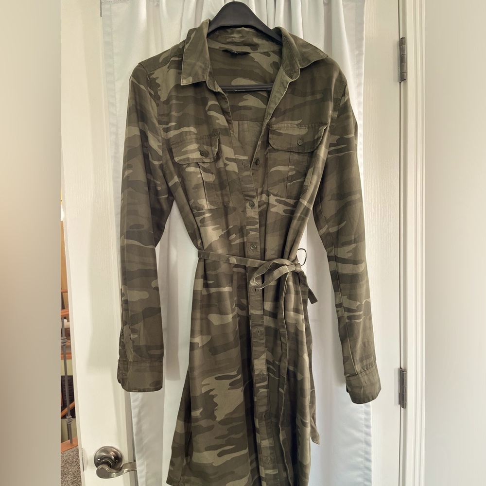 Lucky brand full button shirt/ dress , camouflage green